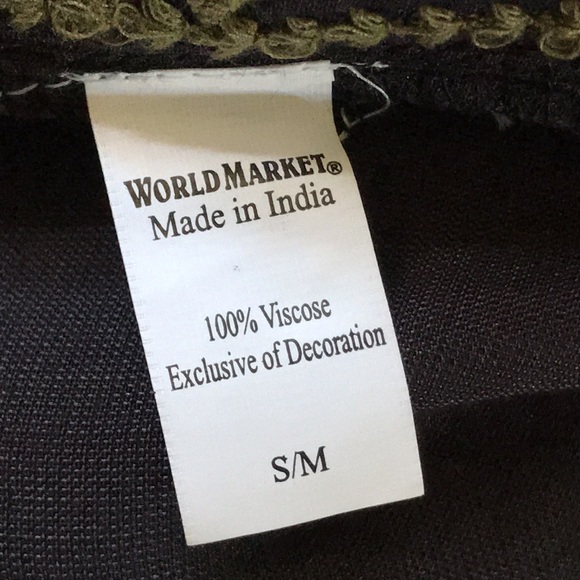 WORLD MARKET SIZE Small Medium Pants Black Velour Wide Leg Embroider SKU# 545016 - Picture 11 of 13